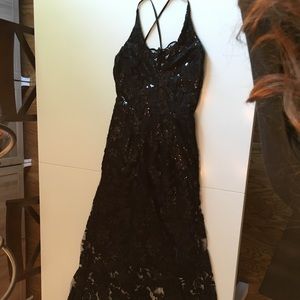 Black Sequin Evening Gown for Halloween Costume
